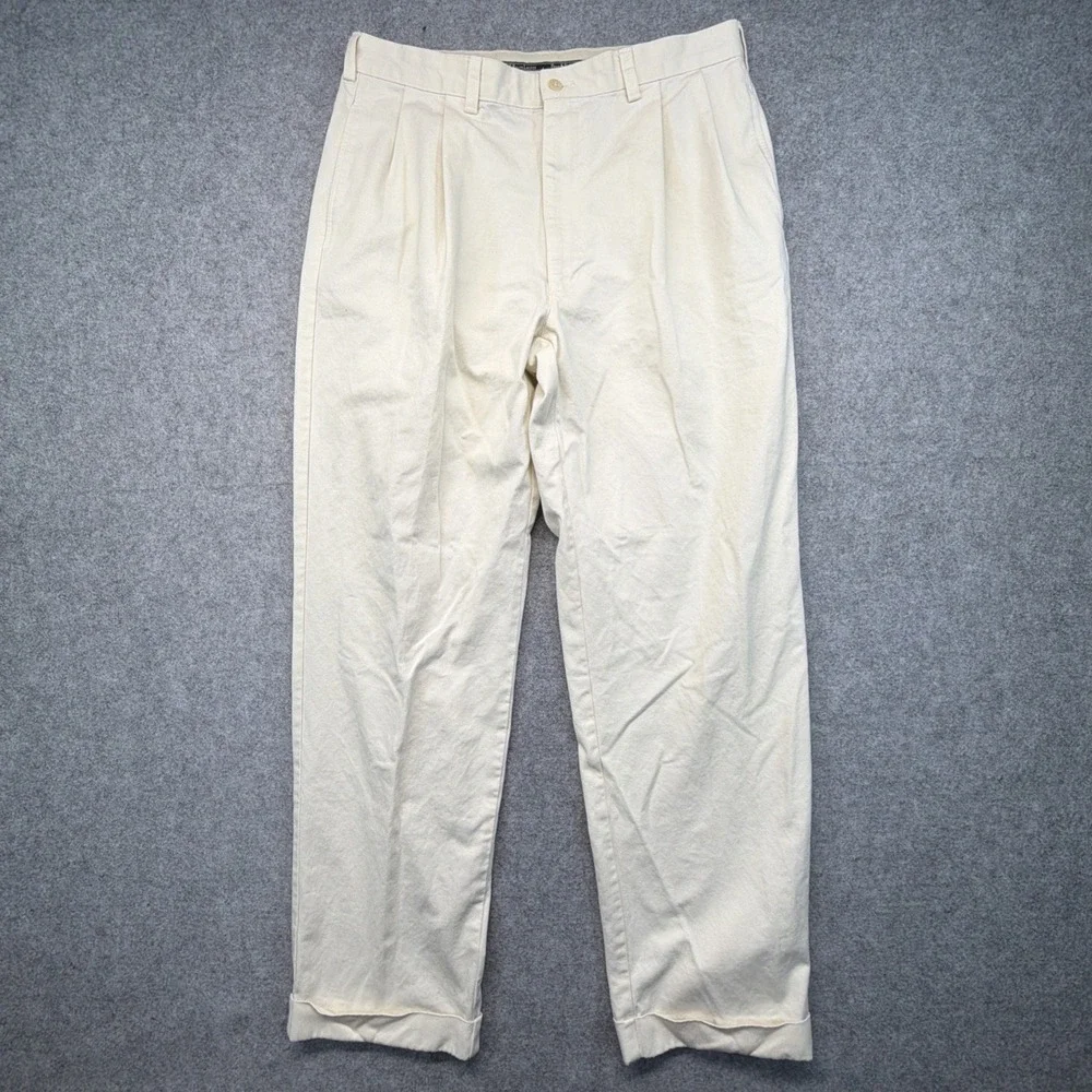 Vtg Polo Ralph Lauren Pants Mens 36x32 (Fits 34x31) Beige Hammond Pleated Chino